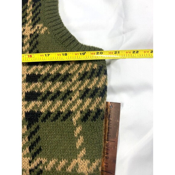 NEW Almost Famous Green Plaid Sweater Vest w/ Collar Sleeveless Women's Size XL - Picture 4 of 6
